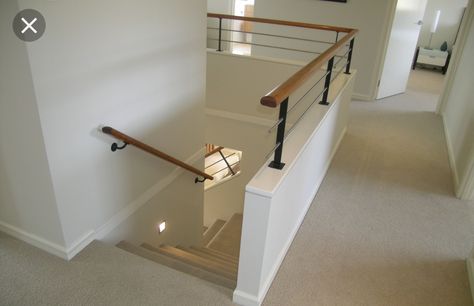 Half Wall Railing, Build A Half Wall, Steel Stair Railing, Deck Stair Railing, Loft Railing, Stair Railing Kits, Timber Handrail, Metal Stair Railing, Outdoor Stair Railing