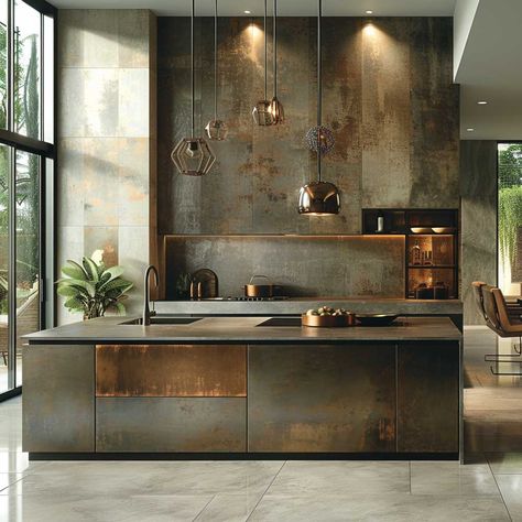 18+ Best Kitchen Designs That Perfectly Blend Industrial Elements with Comfort • 333+ Art Images Industrial Kitchen At Home, Modern Industrial Decor Kitchen, Industrial House Kitchen, Organic Industrial Interior, Bar Island Design, Luxury Industrial Kitchen, Industrial Refrigerator In Kitchen, Biophilic Kitchen, Industrial Refrigerator For Home