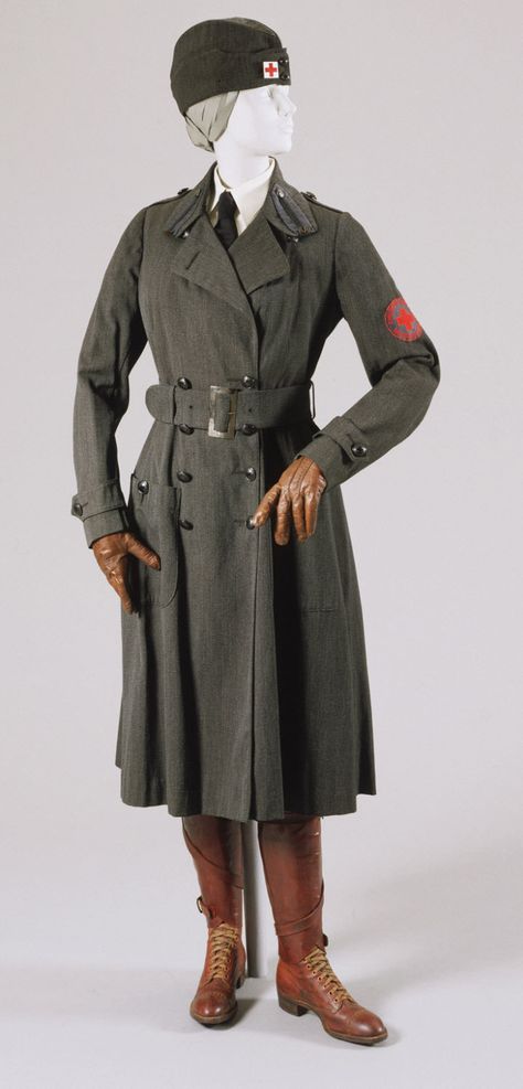 • Woman’s First World War American Red Cross Motor Services Uniform: Coat, Breeches, Coat Belt, Belt and Cap with Pin.Worn by: Mrs. Francis John Rumpf, American, (1895 - 1983)Place of origin: United StatesDate: 1917Medium: Wool whipcord; leather Russian Imperial Army Uniforms, Austria Hungary Ww1 Uniform, Artist Uniform, Wwi Uniforms, Cross Motor, Woman Uniform, Coat Belt, Ww2 Uniforms, Military Nurses