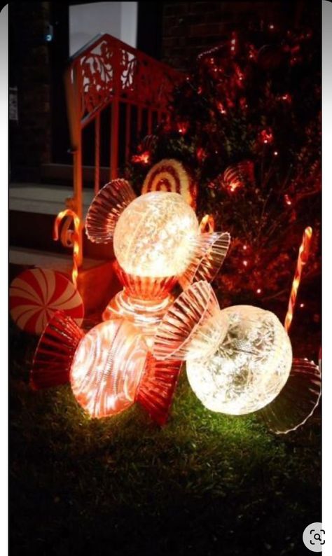 Bargain Bethany, Candy Props, Outdoor Christmas Decorations Yard, Candy Decorations Diy, Dollar Tree Christmas Decor, Boat Parade, Target Christmas, Giant Candy, Gingerbread Christmas Decor