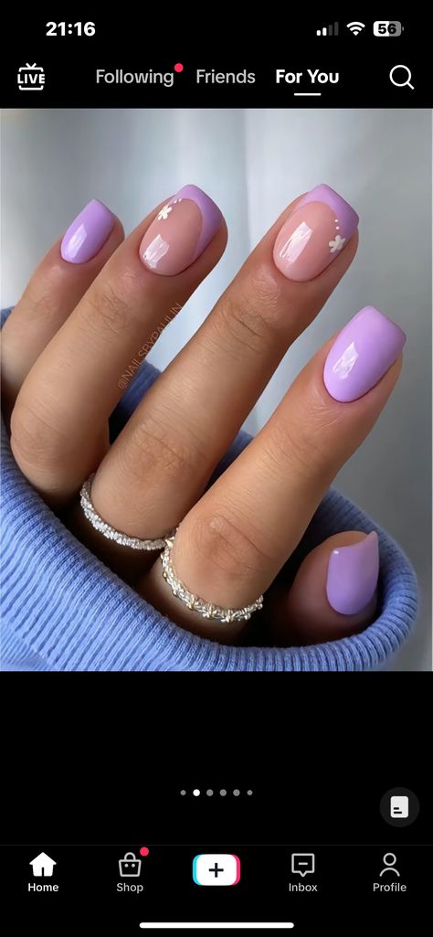 Lavender Nail Ideas Short, Short Gel Nails Purple, Lavender Purple Nails, Lavender French Tips, Shellac Nail Designs, 2024 Nails, Squoval Nails, Short Gel Nails, Lavender Nails