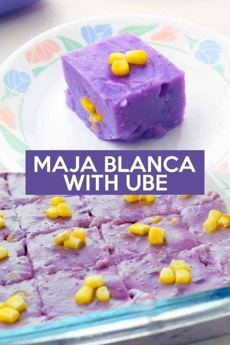 Ube Maja Blanca Recipe, Maja Blanca Recipe, Ube Cupcakes, Ube Dessert Recipe, Philippine Recipes, Pinoy Merienda, Filipino Kakanin, Filipino Dessert Recipes, Ube Recipes