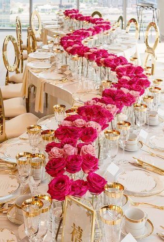 Luxury Wedding Decor Ideas ★ luxury wedding decor ideas luxury table decor rachelaclingen Tafel Decor, Luxury Wedding Decor, Rustic Wedding Decorations, Elegant Dinner, Long Table, Magical Wedding, Event Ideas, Pink Wedding, Wedding Trends