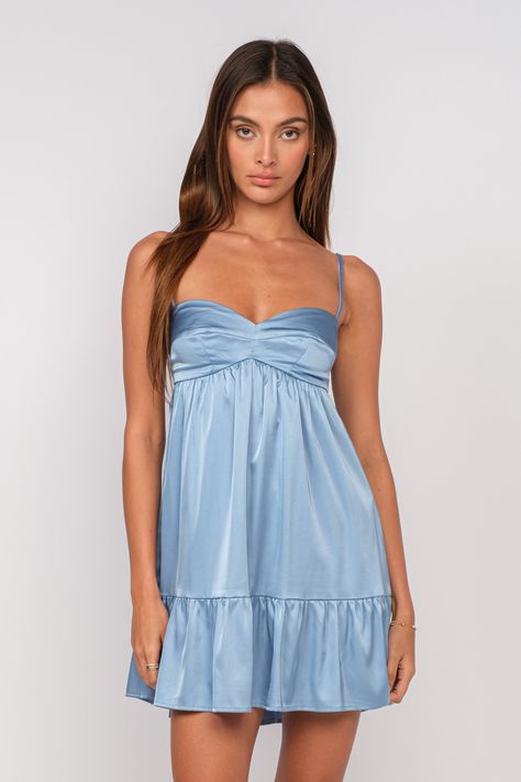 Homecoming Dress Sweetheart Neckline Homecoming Dress, Formal Blue Dress Short, Hoco Dresses With Straps, Hoco Dresses A Line, Blue Semi Formal Dresses Short, Trendy Hoco Dresses 2024, Blue Recruitment Dresses, Babydoll Hoco Dress, Casual Hoco Dresses