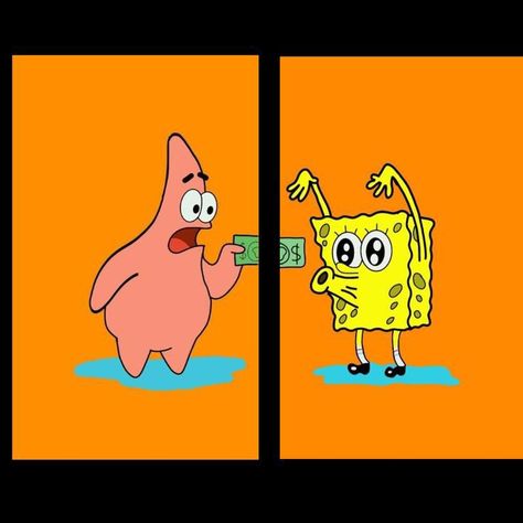 Matching Wallpapers Bff For 2 Cartoon, Matching Wallpaper Bff, Bff Ideas, Friendship Wallpaper, Friend Wallpaper, Spongebob Painting, Bff Matching, Best Friend Wallpaper, Wallpaper Matching