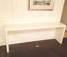 WHITE + GOLD: IKEA HACK - MALM TABLE TO GRASSCLOTH CONSOLE Functional Storage Ideas, Malm Table, Ikea Console, Ikea Console Table, Decoration Hall, Long Sofa Table, Slc Utah, Refinish Furniture, Living Room Table Sets