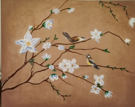 Acrylic painting which shows two birds on tree branch. #acrylic#painting#acrylicpainting Birds On Tree, Butterfly Art Painting, Two Birds, Tree Branch, Butterfly Art, Acrylic Paintings, Acrylic Colors, Tree Branches, Art Reference