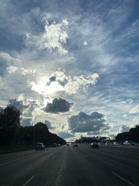 #clouds #cloudy #sky #blue #highway #freeway #roadtrip #aesthetic #sunny Roadtrip Aesthetic, Blue Cloudy Sky, Dark Paradise, Sky Pictures, Cover Image, Cloudy Sky, Light Teal, Sky Aesthetic, Blue Aesthetic