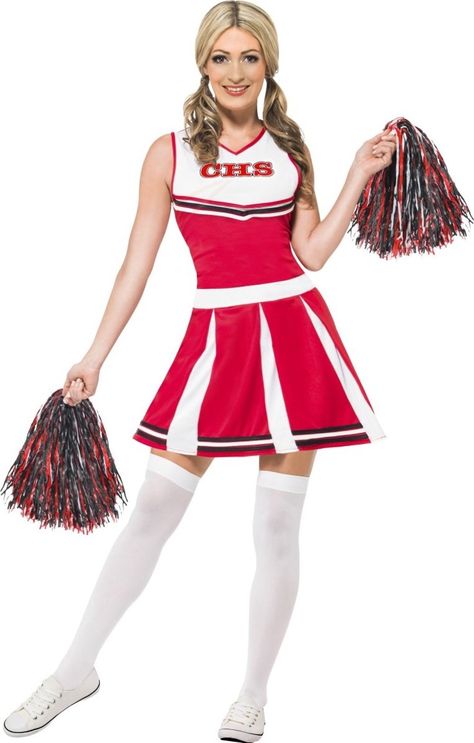 26eu Cheerleader Fancy Dress, Cheerleader Outfit, Sports Costume, Cheerleader Costume, Black Halloween Dress, Cheerleading Uniforms, Pom Pom Girl, Cheerleading Outfits, Halloween Fancy Dress