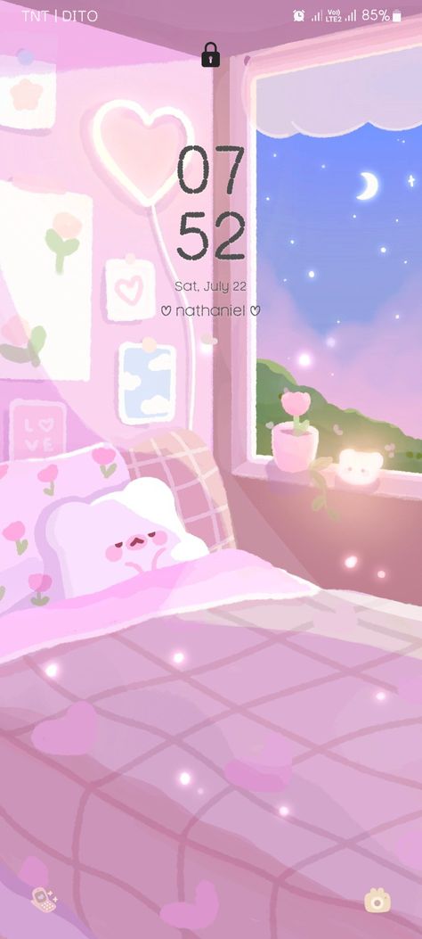 You can purchase this theme on etsy! No retracing please 🥰 Cozy Cute Wallpaper, Bedroom Nighttime, Sleepy Daze, Kawaii Wallpaper Iphone, Widget Themes, Phone Customization, Food Anime, Purple Icon, Icon Widget