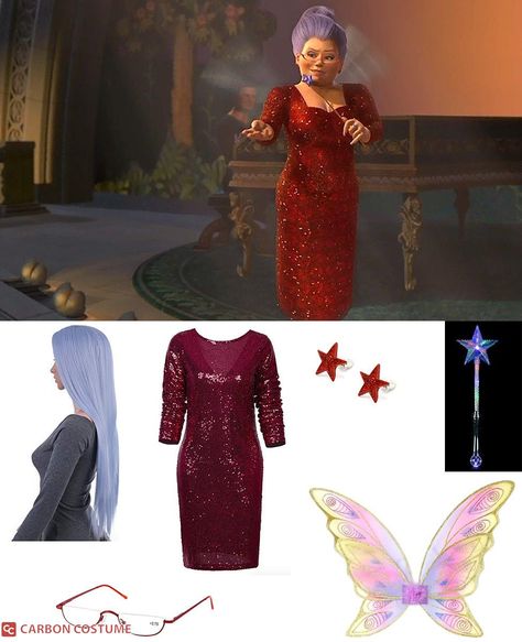 Fairy Godmother from Shrek 2 Costume | Carbon Costume | DIY Dress-Up Guides for Cosplay & Halloween Fairy Godmother Shrek Costume Diy, Shrek 2 Costume, Shrek 2 Fairy Godmother, Fairy Godmother From Shrek Costume, Disney Fairy Godmother Costume, Fairy God Mother Costume Diy, Fairy God Mother Costume Shrek, Diy Shrek Character Costumes, Shrek Characters Halloween Costumes