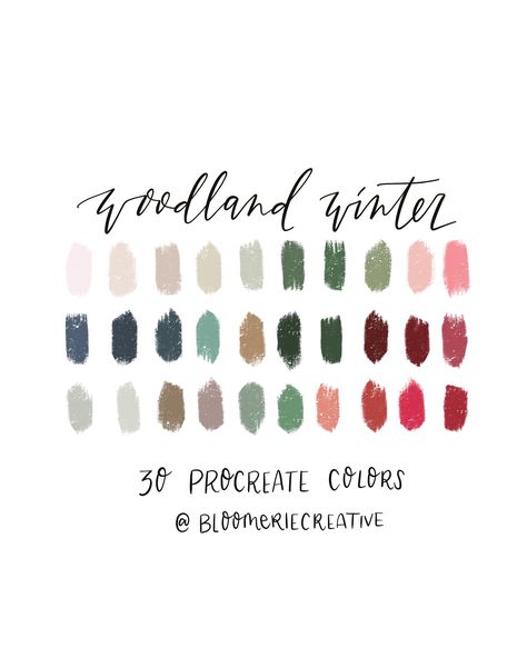 Muted Winter Color Palette, Christmas Pastel Color Palette, Boho Winter Color Palette, Muted Christmas Color Palette, Woodland Christmas Color Palette, Christmas Procreate Palette, Winter Wonderland Color Palette, Christmas Color Palette Canva, Woodland Color Palette