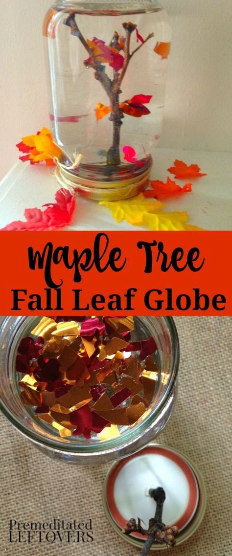 Maple Tree Fall Leaf Snow Globe Craft for Kids - How to Make a Maple Tree Leaf… Maple Tree Leaf, Snow Globe Craft, Diy Vases, Snow Globe Crafts, Timmy Time, Globe Crafts, Fun Fall Crafts, Fall Halloween Crafts, Fall Crafts For Kids