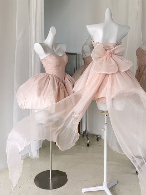 This price is for a dress and the big bow train only, others are not included.   	 		 			Size 			XS 			S 			M 			L 		 		 			Full Length 			57 			58 			59 			60 		 		 			Bust 			71 			73 			77 			81 		 		 			Waist 			55 			57 			61 			65 Balletcore Dress, Pink Balletcore, Pink Ballet Dress, Big Bow Dress, Pink Bow Dress, Fairy Outfit, Moon Dress, Puffy Dresses, Preformance Outfits