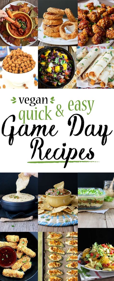 Quick+&+Easy+Game+Day+Recipes.+A+collection+of+delicious+game+day+recipes+that+are+easy+to+make+and+all+vegan.+|+www.veggiesdontbite.com+|+#vegan+#plantbased+#gameday+#veganrecipes+#dips+via+@veggiesdontbite Game Day Recipes, Healthy Superbowl Snacks, Vegan Party Food, Quick Easy Vegan, Vegan Party, Healthy Vegan Snacks, Tailgate Food, Vegan Appetizers, Football Food