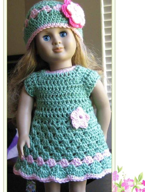 Free+Crochet+Doll+Clothes+Patterns American Girl Outfits, Dress Pattern Free, Crochet Doll Clothes Free Pattern, Crochet Doll Clothes Patterns, Knitting Doll, American Girl Crochet, Crocheted Dress, Doll Knitting, Crochet Barbie