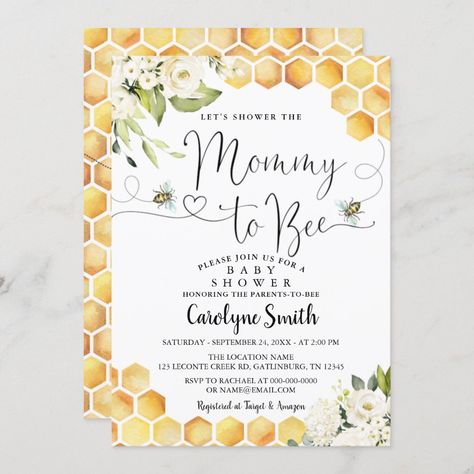 Mommy to Bee Baby Shower Invitation Bride To Bee, Sweet As Can Bee, Bee Baby Shower Invitations, Bee Invitations, Bee Gender Reveal, Mommy To Bee, Gender Neutral Baby Shower Invitations, Girl Birthday Party Invitations, 1st Birthday Party Invitations