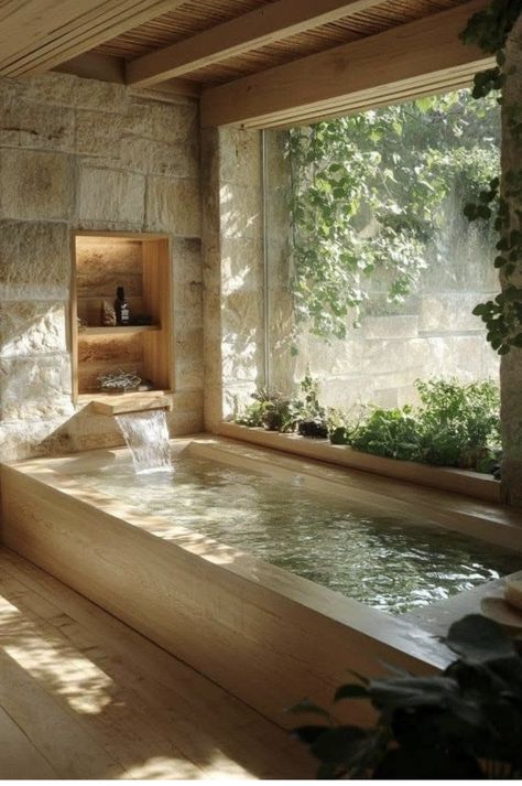 Japanese Tub Bathroom, Small Bathhouse Ideas, Indoor Outdoor Bathroom Ideas, Bathroom Outdoor Design, Japanese Soaking Tub Shower Combo Master Bath, Japanese Washroom Design, Bathtub In The Shower Area, Japanese Houses Interior, Tiny House Design Bathroom