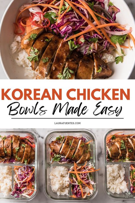 Korean Chicken And Rice, Easy Korean Chicken, Chicken And Rice Bowls, Convenient Dinner, Chicken Rice Bowl, Chicken Bowl Recipe, Meal Rotation, Delicious Chicken Recipes, Chicken Bowls