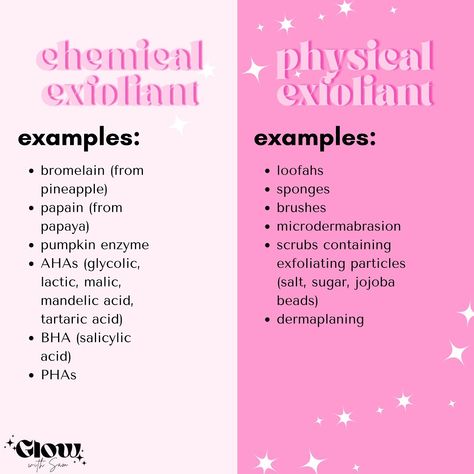 Chemical vs physical exfoliation 🩷✨ Exfoliation has many benefits including: ✨unclogs pores ✨prevents acne ✨better product penetration ✨evens skin tone ✨boosts circulation and lymphatic drainage ✨increases cell turnover ✨stimulates collagen synthesis Reminder: do not to use a physical exfoliant if you have inflamed acne. If you have sensitive skin, mandelic acid or enzyme exfoliation is a great option for you. If you’re unsure which exfoliant is best for you or how often you should ... Best Chemical Exfoliant, Physical Exfoliant, Facial Massage Techniques, Minimalist Skincare, Toxic Skincare, Tartaric Acid, Mandelic Acid, Winter Skin Care, Body Scrubs