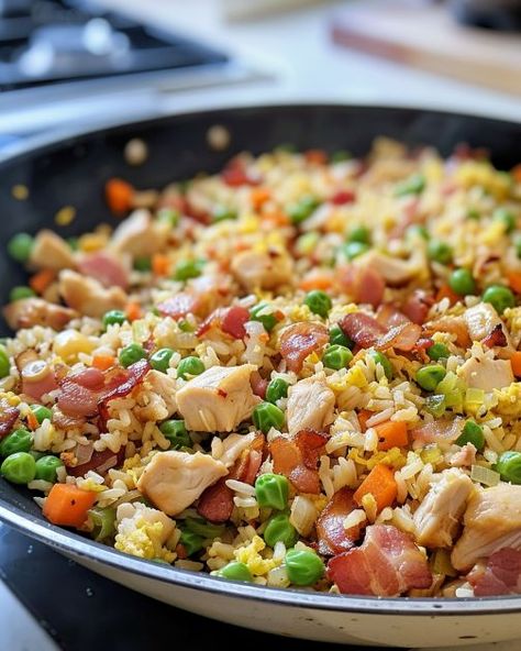 Simple Dinners With Rice, Chicken Recipes With Rice Meals, Chicken Broccoli Fried Rice, Meals With No Cheese, Chicken And Bacon Fried Rice, Dump And Bake Fried Rice, Rice Dishes Recipes Dinners, Cooked Rice Recipes Leftover, Rice Dinners