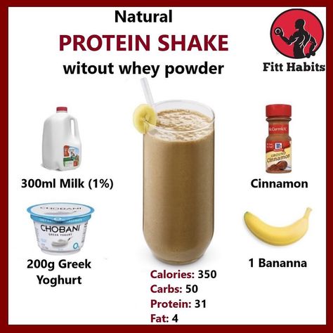 Whey protein is not a compulsory in the process of muscle building. It contain a great specter of amino acids which are resorbed fast (great for after workout). They also are low calorie food but with a huge protein concentrations, but if you can’t afford it, it does not mean that you should not workout. 😉 Protein shakes are not magical drinks for muscle building. They are a great snack for between meals, but the quality of workout is much more important. You have to go and train, muscles won’t Workout Protein Shakes, Simple Healthy Smoothie Recipes, Healthy Smoothie Recipes For Breakfast, Magical Drinks, Smoothie Recipes For Breakfast, Natural Protein Shakes, After Workout Food, Easy Healthy Smoothie Recipes, Healthy Weight Gain Foods