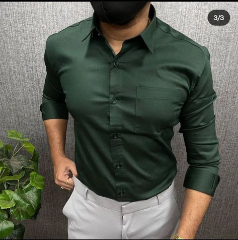 Dark Green Dress Shirt Men, Green Shirt Combination Men, Emerald Green Shirt Men, Green Formal Outfit Men, Green Longsleeves Outfit, Green Shirt Outfit Men, Shirt Combination Men, Shirt Pant For Men, Black Shirt Outfit Men