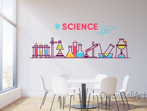 School Wall Design Classroom Decor, High School Wall Painting Ideas, Preschool Wall Painting Ideas, School Wall Art Ideas Classroom, Primary School Wall Painting Ideas, Wall Stickers For School, Classroom Walls Paint, School Wall Art Ideas, Science Lab Decorations