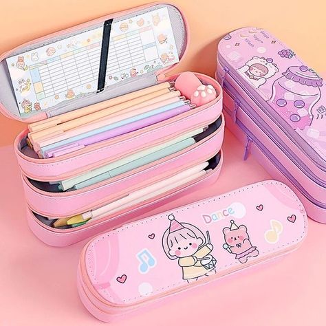 Kawaii Back To School, Anime Pencil Case, Big Pencil Cases, Kawaii Pencil Case, Pencil Case For School, School Kawaii, Cute Pencil Pouches, Kawaii Pencil, Cartoon Pencil