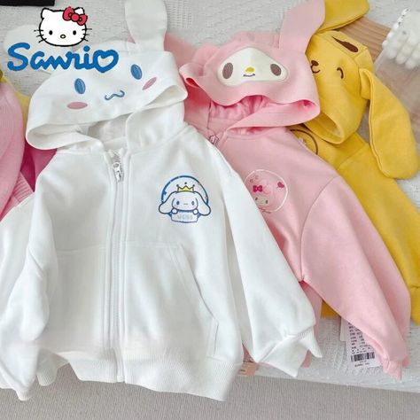 Kuromi Clothes, Kawaii My Melody, My Melody Kuromi, Kuromi Cinnamoroll, Sanrio Cinnamoroll, Anime Child, Long Sleeves Coats, Spring Jackets, Zipper Jacket