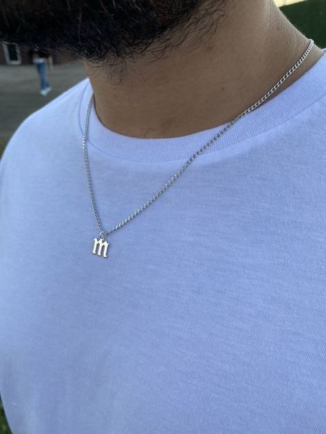 Mens Necklace Personalized, Gold Jewelry Prom, Boyfriend Necklace, Silver Initial Necklace, Boys Necklace, M Necklace, Name Necklace Silver, Mens Fashion Jewelry