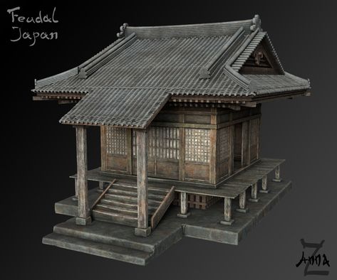 ArtStation - A Shinto shrine, Anna Zhdanova Japanese Structure, Japanese Roof, Old Japanese House, Japanese Courtyard, Medieval Japanese, Ancient Chinese Architecture, Japanese Tea House, Traditional Japanese Architecture, Japanese Shrine