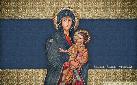 Totus Tuus Maria Desktop Wallpaper Catholic Wallpaper, Blessed Mary, Wallpaper Notebook, Evangelion Art, Mama Mary, Blessed Mother Mary, Macbook Wallpaper, Antique Frames, Blessed Virgin Mary