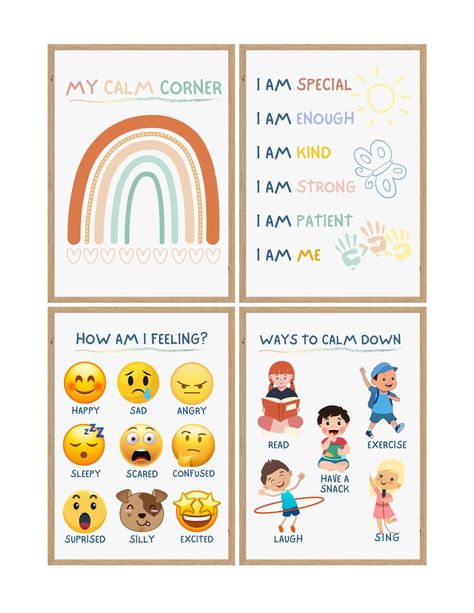 Calm Corner Digital Download, Feelings Chart For Toddlers, Rainbow Calm Corner, Kids Feelings Chart, Toddler Calming Corner, Feelings Chart For Toddlers, Calm Corner, Calming Corner, Kids Feelings, I Am Special, Feelings Chart, Les Sentiments, 11 Inches, Affirmations