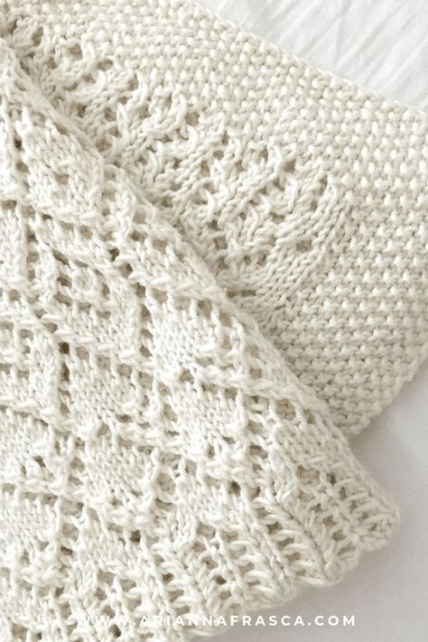 10 Easy Knitted Blanket You Can Start This Weekend - Arianna Frasca Easy Knitted Blanket, Herringbone Knitting Pattern, Lace Blanket, Lace Baby Blanket, Knit Baby Blanket Pattern Free, Heirloom Baby Blankets, Free Baby Blanket Patterns, Blanket Knitting Pattern, Herringbone Blanket