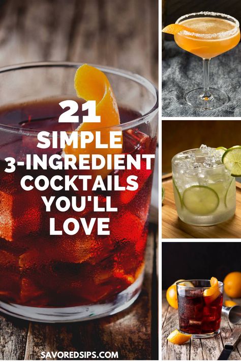 A negroni, a sidecar, a caipirinha, and a boulevardier Christmas Drinks Alcohol Simple, Simple Ingredient Cocktails, 2 Ingredient Holiday Cocktails, Few Ingredient Cocktails, Easy Holiday Cocktails Vodka, 4 Ingredient Cocktails, 3 Ingredients Cocktails, 3 Ingredient Holiday Cocktails, Easy Red Cocktails