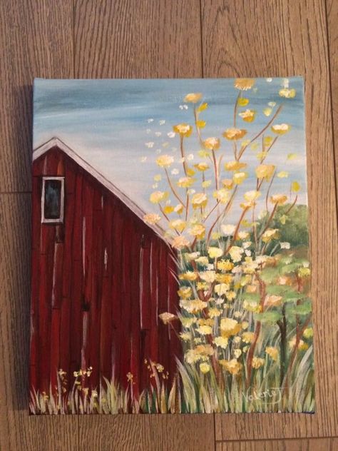 Giant Canvas Painting Ideas Easy, Easy Spring Painting Ideas, Southern Painting Ideas, Country Art Paintings, Farmhouse Paintings On Canvas, Western Acrylic Painting, Country Paintings Easy, Easy Country Paintings On Canvas, Western Paintings Canvases