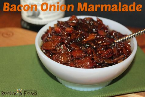 Bacon and Caramelized Onion Marmalade | Rooted in Foods Bacon Marmalade, Bacon Jam Recipe, Marmalade Recipe, Stuffed Jalapenos With Bacon, Bacon Jam, Bacon Grease, Caramelized Onion, Jam Recipe, Marmalade