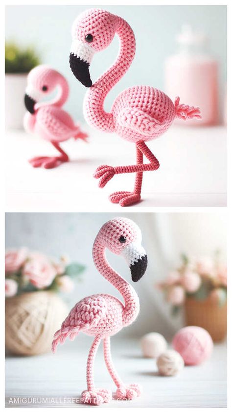 Crochet Flamingo Amigurumi Free Pattern - Free Crochet Patterns Crochet Flamingo Keychain, Crochet Flamingo Pattern Free Amigurumi, Flamingo Crochet Pattern Free, Crochet Flamingo Pattern Free, Crochet Christmas Projects, Flamingo Crochet Pattern, Amigurumi Flamingo, Bus Tiny House, Flamingo Cushion