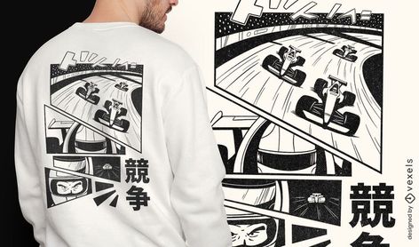 Japanese racing car comic book t-shirt psd Japanese T Shirt Design Ideas, Comic Tshirt Design, Japan Tshirt Design, Japanese Tshirt Design, Japanese Quote, Japanese Graphics, Comic Book Page, Comic Shirt, Shonen Anime