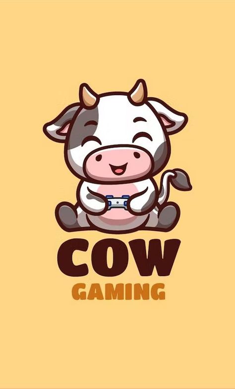 Gaming Cow Cute Kawaii Creative Mascot Logo Template AI, EPS, PSD Cow Cute, Graphic Design Newspaper, Cow Logo, Autograph Book Disney, Logo Feminine, Logo Minimal, Logo Typography, Fluffy Kittens, Flat Logo