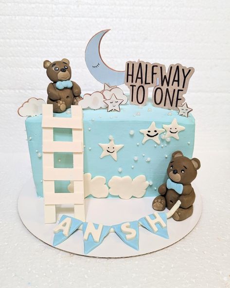 6months Birthday Cake, 6 Months Birthday Cake, 6 Month Birthday Cake, Month Cake, Teddy Bear Birthday Cake, 6 Month Birthday, Teddy Bear Birthday, Half Birthday, Bear Birthday