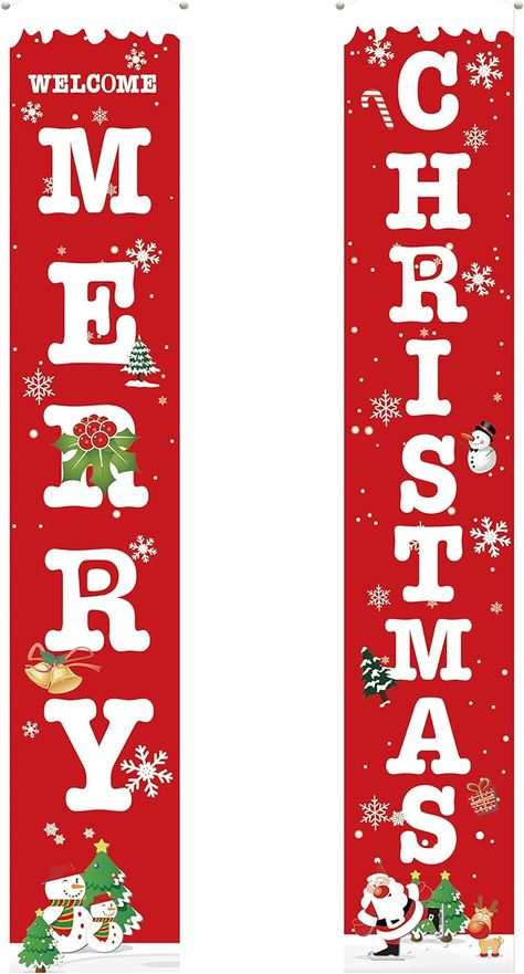 #ad#Christmas#homedecor#Decorations Xmas Decorations Outdoor, Home Front Door, Merry Christmas Banner, Front Porch Signs, Christmas Front Porch, Budget Holidays, Merry Christmas Sign, Christmas Banners, Christmas Porch