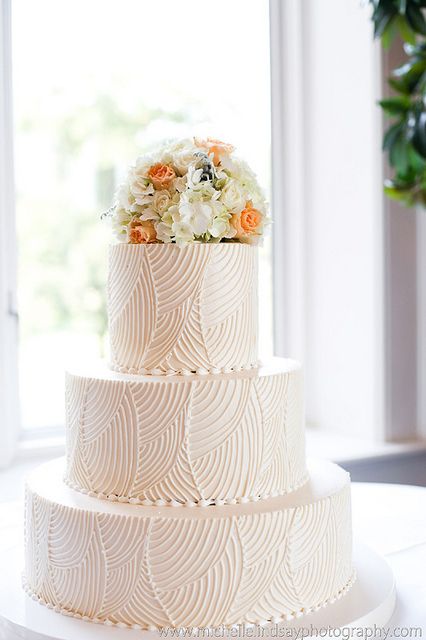 Follow us @SIGNATUREBRIDE on Twitter and on FACEBOOK @ SIGNATURE BRIDE MAGAZINE Wedding Cake Simple Buttercream, Textured Wedding Cakes, Buttercream Wedding Cake, White Wedding Cakes, Simple Wedding Cake, Cool Wedding Cakes, White Wedding Cake, Small Intimate Wedding, Elegant Wedding Cakes