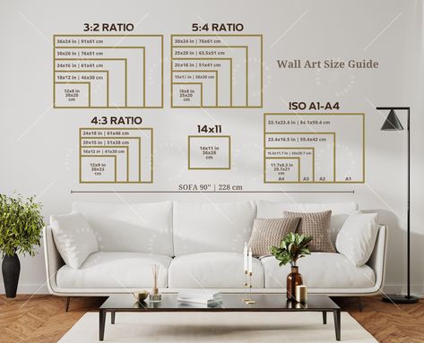 Wall Art Size Guide, Frame Size Guide, Print Size Guide, Comparison Chart, Poster Size Chart, Wall Display Guide, Horizontal Art Size Guide Frame On Wall, Wall Art Size Guide, Art Size Guide, Print Size Guide, Horizontal Art, Comparison Chart, Horizontal Wall Art, Wall Art Size, Modern Wall Decor Art