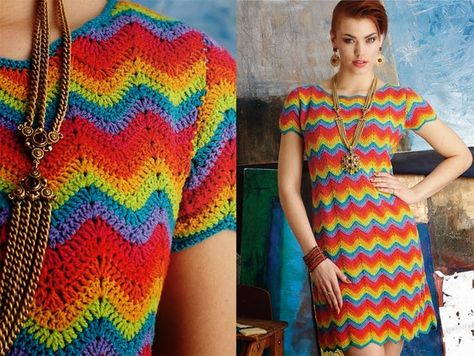 Crochet - Vestido Missoni Crochet, Vogue Knitting, Vogue Dress, Shift Dresses, Crochet Dress Pattern, Sweater Knitting Patterns, 2014 Fashion, Beautiful Crochet, Handmade Clothes