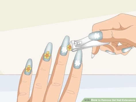 Easy Ways to Remove Gel Nail Extensions: 13 Steps (with Pictures) Removing Gel X Nails, Nails Healthy, Gel Nail Removal, Soft Gel Nails, Gel Overlay, Gel Nail Extensions, Gel Extensions, Gel Tips, Cuticle Oil