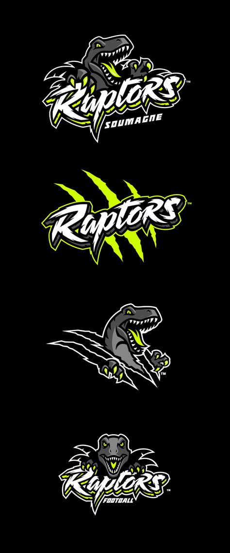 SOUMAGNE RAPTORS by Aurelien Mahaut #logodesign #dinosaur #inspiration Raptor Logo Design, Dinosaur Logo Design, Raptor Design, Dinosaur Logo, Witchcraft Design, Raptors Logo, Biker Logo, Raptor Dinosaur, Team Builders