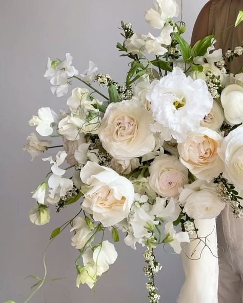 Harlow Floral Arrangement, White Wedding Flower Bouquets, White And Pastel Wedding Flowers, Ceremony Table Flowers, Muted Fall Color Palette Wedding, Wedding Flowers November, Bridal Bouquet White With Greenery, Neutral Flower Bouquet, Wedding Bouquet With Eucalyptus