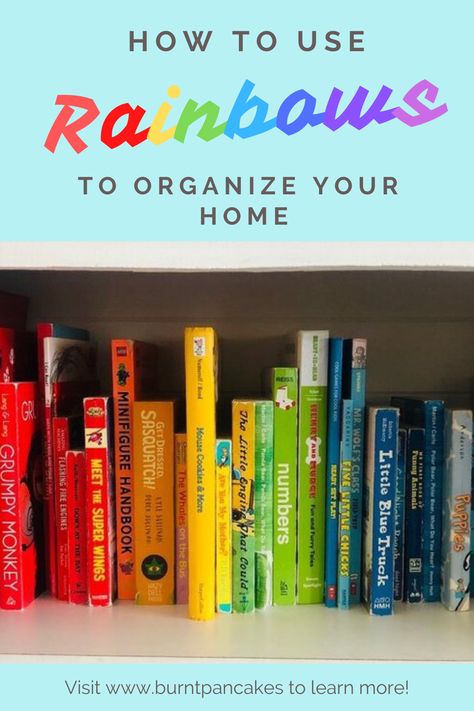 It is fun and easy to organize your home using rainbows. From book shelves and closets to plates and art supplies, rainbows can help make a room look brighter and more organized. Rainbow Book Organization, Rainbow Organization, Rainbow Shelves, Baby Bookshelf, Furniture Flipping Business, Rainbow Closet, Books Kids Room, Flipping Business, Billy Ikea